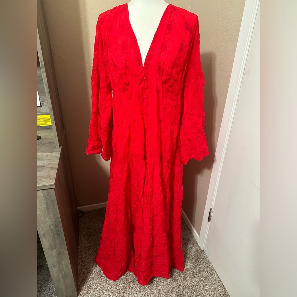 Johnny Was Bonnie Adenium Red Dress and Slip NWT